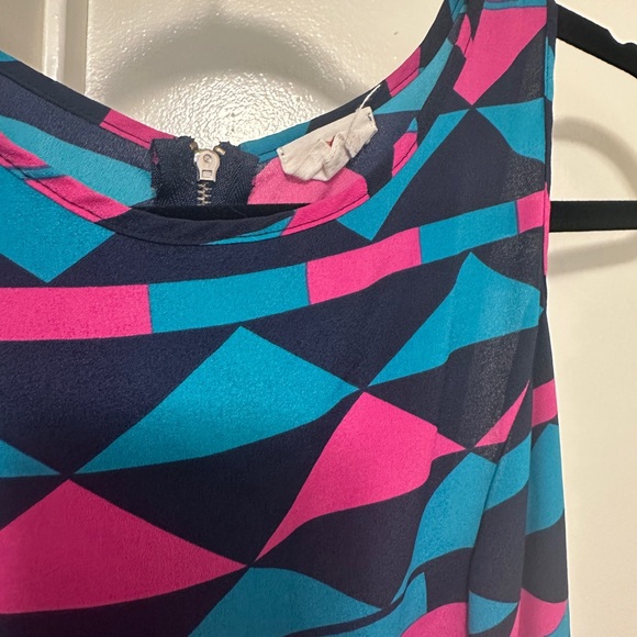 One Clothing - Geometric Pink and Blue Cutout Dress - size Small - Picture 5 of 6